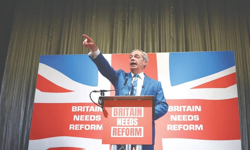 Nigel Farage at Reform UK campaign launch June 2024