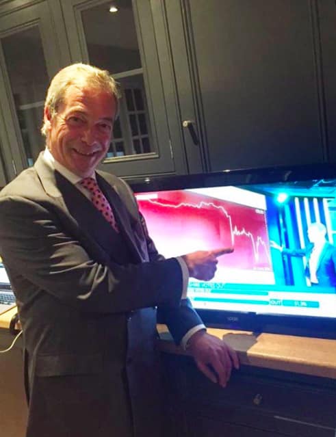 Farage celebrates the falling pound
