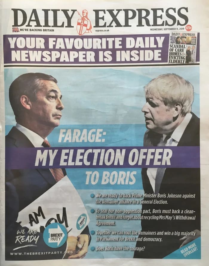 Nigel Farage makes his offer to Boris Johnson